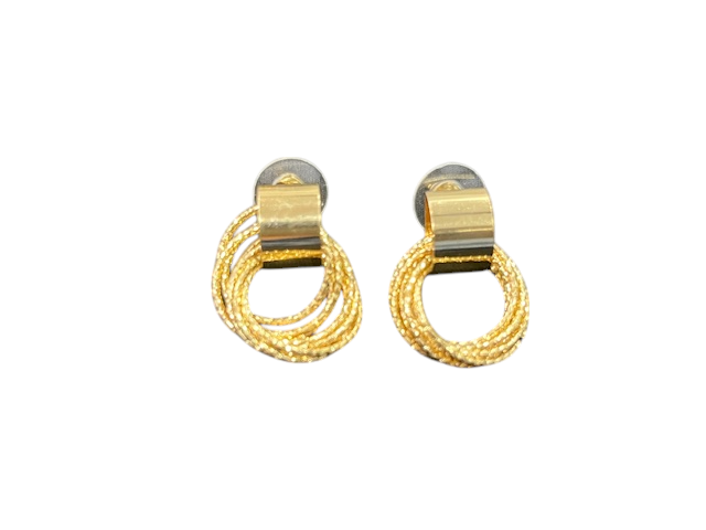Gold-Toned Textured Dangling Stud Earrings