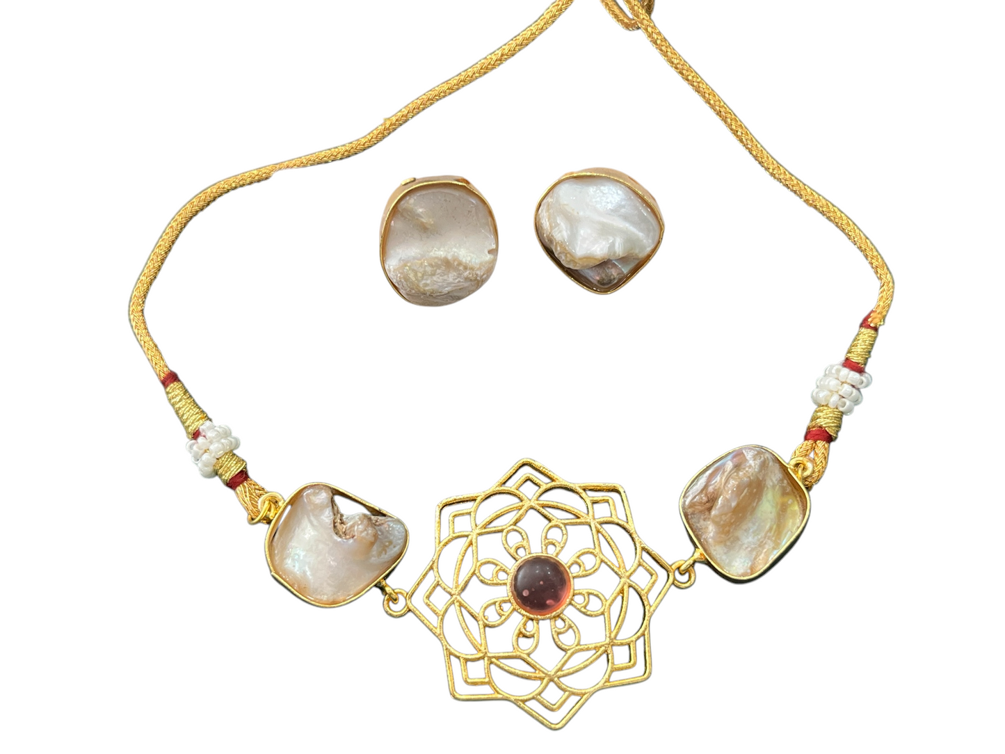 Mother of Pearl Choker Set with Matching Earrings
