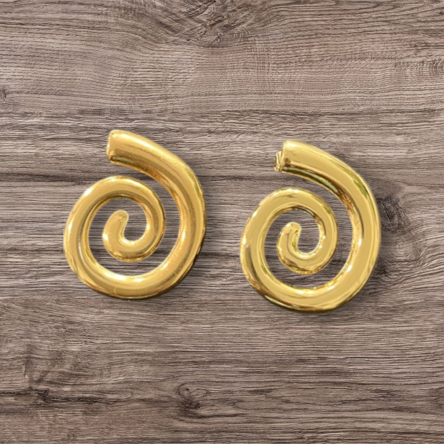 Gold-Toned Spiral Swirl Anti Tarnish Earrings