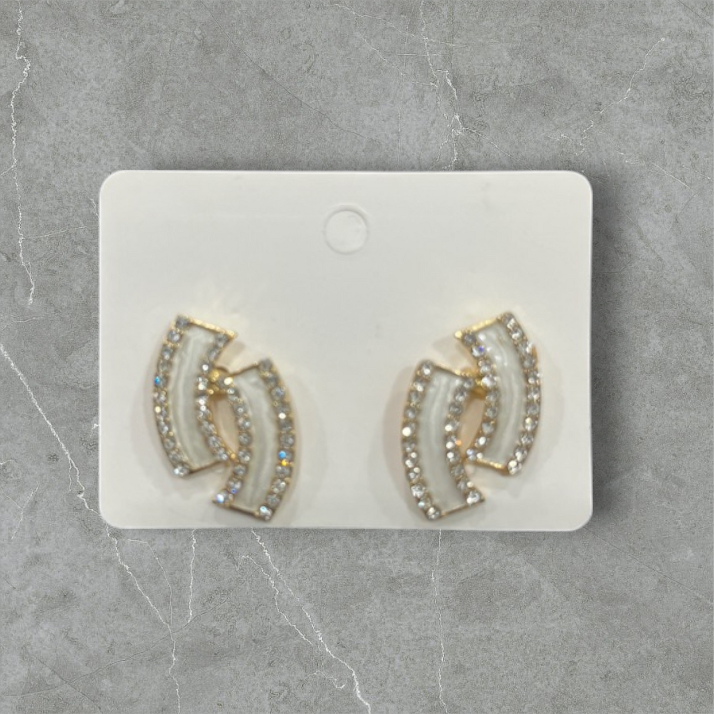 Gold-tone Interlocking Crystal Earrings with Sterling Silver Posts
