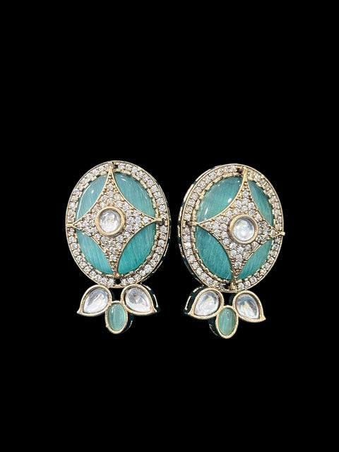 AD and Kundan Studded Earrings with Monalisa Stones