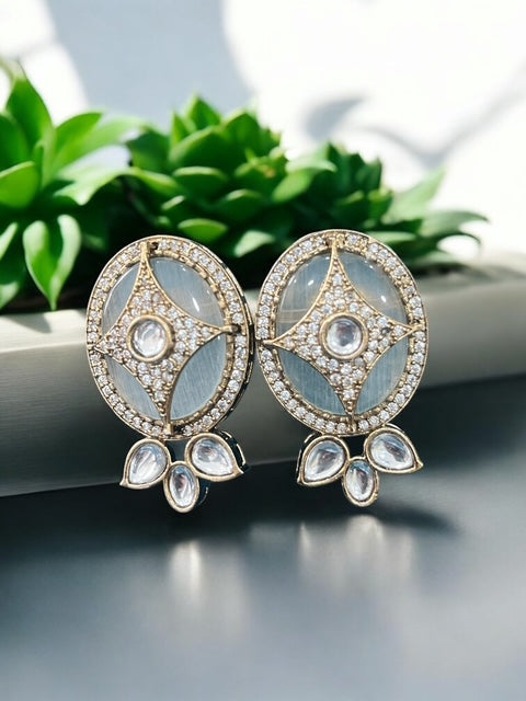 AD and Kundan Studded Earrings with Monalisa Stones