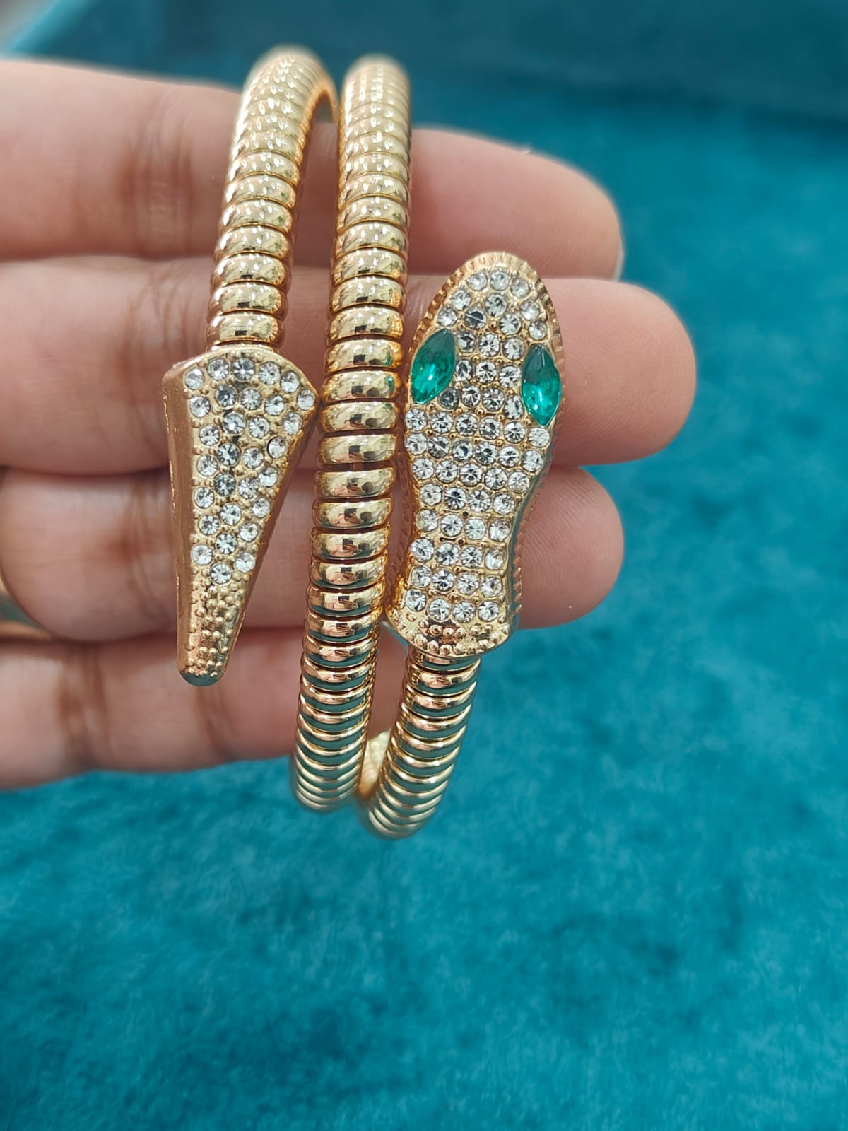 Gold-tone Crystal Snake Bracelet