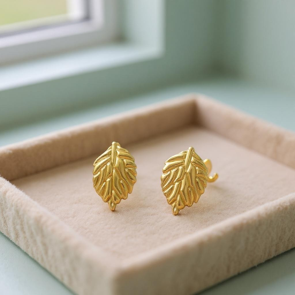 Leaf shaped crumpled anti tarnish studs