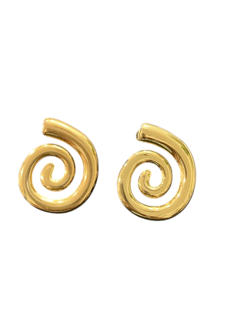 Gold-Toned Spiral Swirl Anti Tarnish Earrings