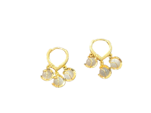 Gold-Toned Hoop Earrings with Opal Drop Charms