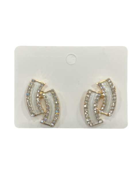 Gold-tone Interlocking Crystal Earrings with Sterling Silver Posts