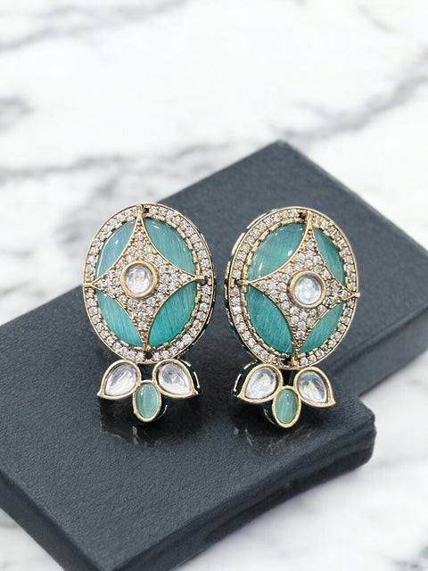 AD and Kundan Studded Earrings with Monalisa Stones