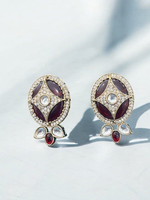 AD and Kundan Studded Earrings with Monalisa Stones